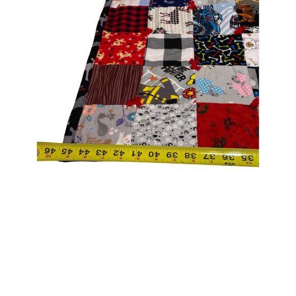 Handcrafted Patchwork Quilt Blanket 39"x45" Multicolor Cotton Fabric & Polycotto - Picture 4 of 7